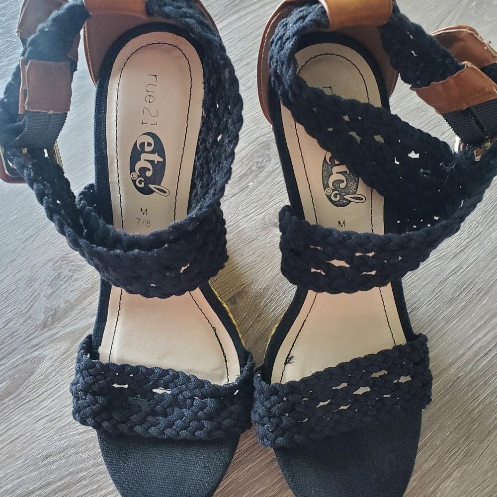 Black rue 21 etc  Wedge Sandals Size M 7/8